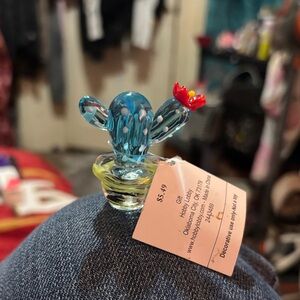 Hobby Lobby Glass Cactus with Red Flower